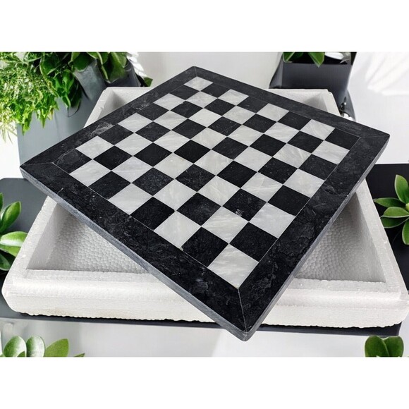 12x12 inch Marble Chess Board, black and white, stone chess board, Gift for him - Picture 1 of 10